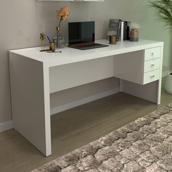 Mesa para Escritório 3 Gavetas Branco Me4113  - Tecno Mobili