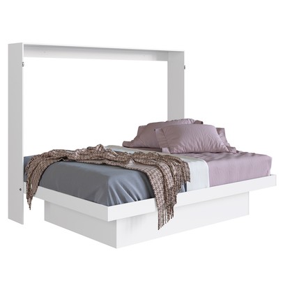 Cama de Casal Latino Articulável com Mesa de Estudos Branco - Art In Móveis