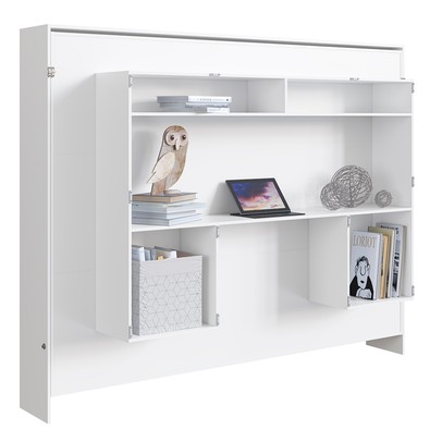 Cama de Casal Latino Articulável com Mesa de Estudos Branco - Art In Móveis