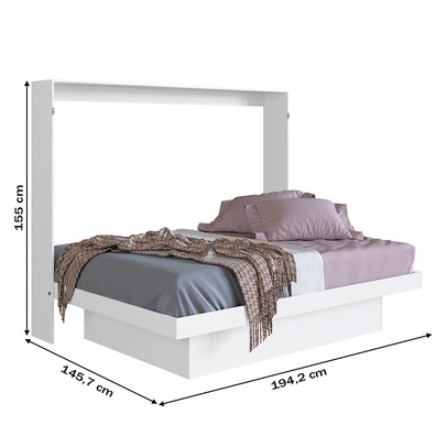 Cama de Casal Latino Articulável com Mesa de Estudos Branco - Art In Móveis