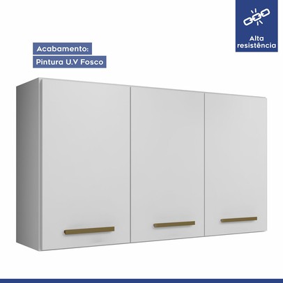 Armário Aéreo Cozinha Etios 3 Portas Branco - Kaiki Móveis