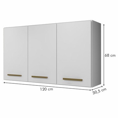Armário Aéreo Cozinha Etios 3 Portas Branco - Kaiki Móveis