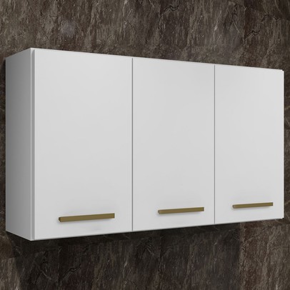 Armário Aéreo Cozinha Etios 3 Portas Branco - Kaiki Móveis