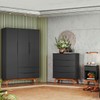 Quarto Completo Solteiro Alpi 3 Portas 7 Gavetas Preto - Olivar Móveis