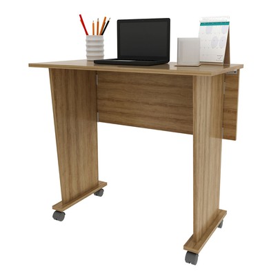 Mesa Escrivaninha Dobrável com Rodízio Amendoa Me4117 -Tecno Mobili