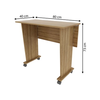 Mesa Escrivaninha Dobrável com Rodízio Amendoa Me4117 -Tecno Mobili