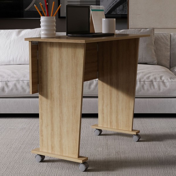 Mesa Escrivaninha Dobrável com Rodízio Amendoa Me4117 -Tecno Mobili