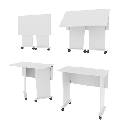 Mesa Escrivaninha Dobrável com Rodízio Branco Me4117 -Tecno Mobili