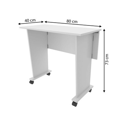Mesa Escrivaninha Dobrável com Rodízio Branco Me4117 -Tecno Mobili