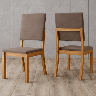 Cadeira Kit 2 Cadeiras Mila Nature/Marrom Amêndoa - Henn