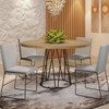 Mesa de Jantar 4 Lugares Dubai Linho Cinza Claro/Preto Fosco/Siena 3897 - Mais Decor