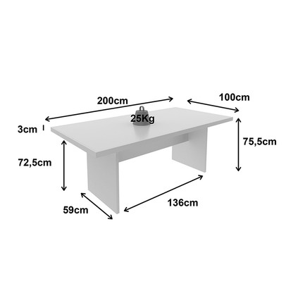 Mesa de Reunião Branco Me4119 - Tecno Mobili