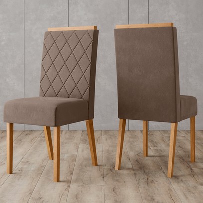 Cadeiras Kit 2 Cadeiras Nina Nature/Marrom Amêndoa - Henn