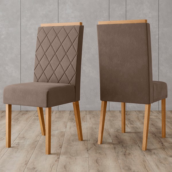 Cadeiras Kit 2 Cadeiras Nina Nature/Marrom Amêndoa - Henn