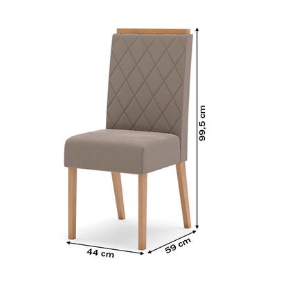 Cadeiras Kit 2 Cadeiras Nina Nature/Marrom Amêndoa - Henn