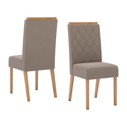 Cadeiras Kit 2 Cadeiras Nina Nature/Marrom Amêndoa - Henn