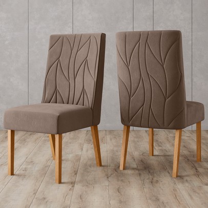 Cadeiras Kit 2 Cadeiras Eloá Nature/Marrom Amêndoa - Henn