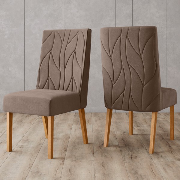 Cadeiras Kit 2 Cadeiras Eloá Nature/Marrom Amêndoa - Henn