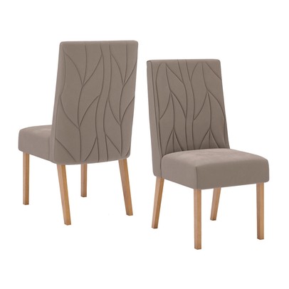 Cadeiras Kit 2 Cadeiras Eloá Nature/Marrom Amêndoa - Henn