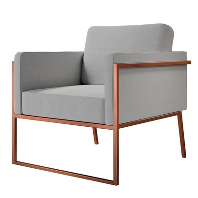Poltrona M04 Cobre/Linho Cinza 3963 - Mais Decor