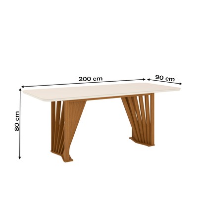 Mesa de Madeira Adriana com Vidro Nature/Off White Sc46 - Henn