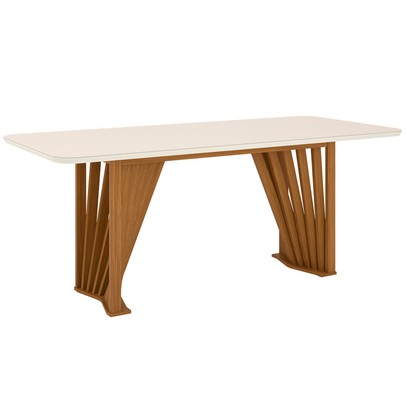 Mesa de Madeira Adriana com Vidro Nature/Off White Sc46 - Henn