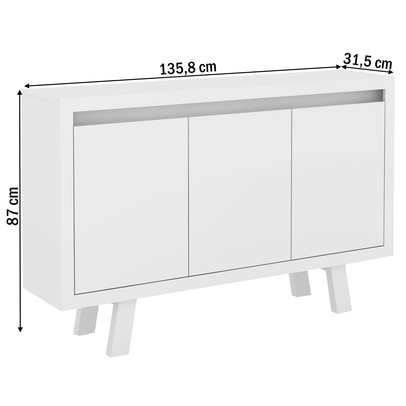 Armário para Escritório Horizontal 3 Portas Branco/Branco Me4120 - Tecno Mobili