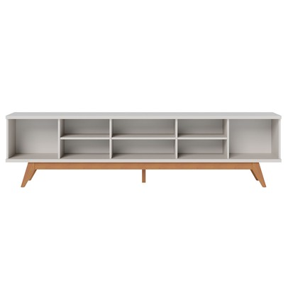 Rack para TV 75 Polegadas Fortaleza 4 Portas 1 Prateleira Ripado Off White/Matte - Colibri