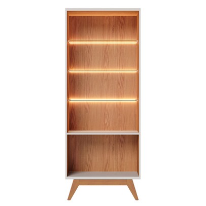 Cristaleira Noronha 4 Portas 3 Prateleiras com Led Off White/Matte/Freijó - Colibri