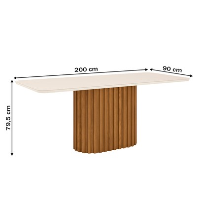 Mesa de Madeira Solana com Vidro Nature/Off White Sc66 - Henn