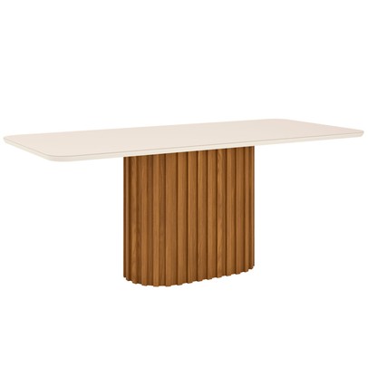 Mesa de Madeira Solana com Vidro Nature/Off White Sc66 - Henn