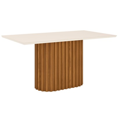 Mesa de Madeira Solana com Vidro Nature/Off White Sc67 - Henn