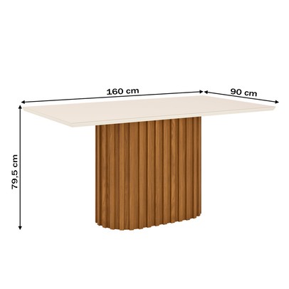 Mesa de Madeira Solana com Vidro Nature/Off White Sc67 - Henn