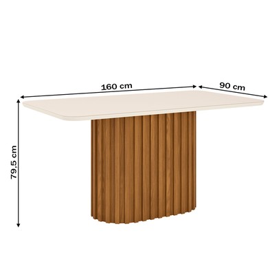 Mesa de Madeira Solana com Vidro Nature/Off White Sc68 - Henn