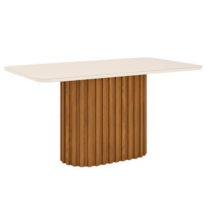 Mesa de Madeira Solana com Vidro Nature/Off White Sc68 - Henn