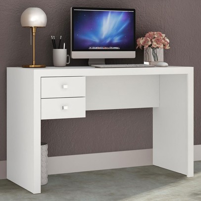 Mesa Escrivaninha 2 Gavetas Me4123 Branco - Tecno Mobili