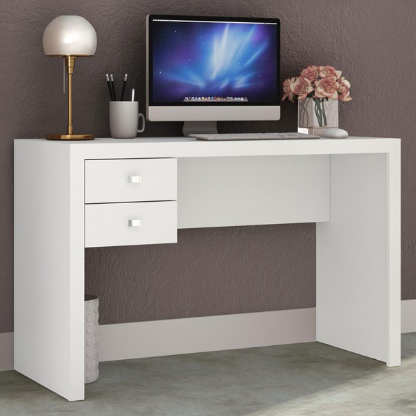 Mesa Escrivaninha 2 Gavetas Me4123 Branco - Tecno Mobili