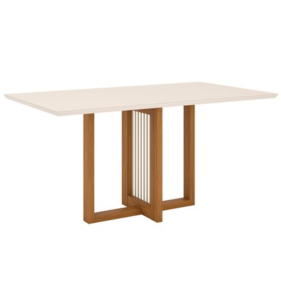 Mesa de Madeira Natalí com Vidro Nature/Off White Sc70 - Henn