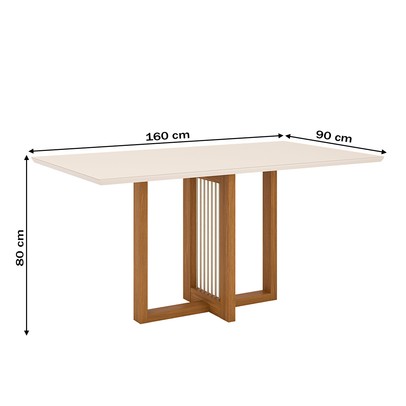 Mesa de Madeira Natalí com Vidro Nature/Off White Sc70 - Henn