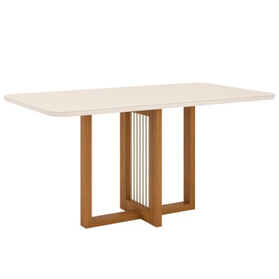 Mesa de Madeira Natalí com Vidro Nature/Off White Sc71 - Henn