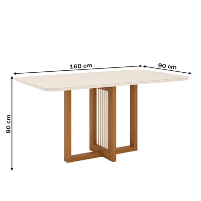 Mesa de Madeira Natalí com Vidro Nature/Off White Sc71 - Henn