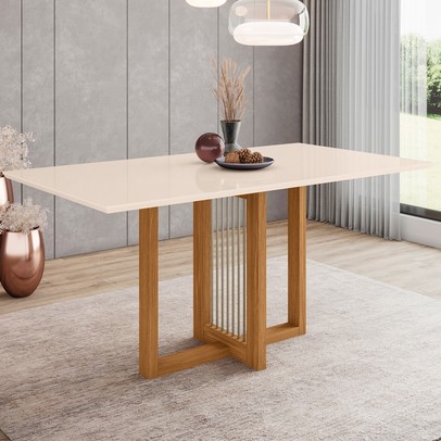 Mesa de Madeira Natalí Nature/Off White Sc72 - Henn