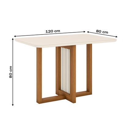 Mesa de Madeira Natalí com Vidro Nature/Off White Sc73- Henn