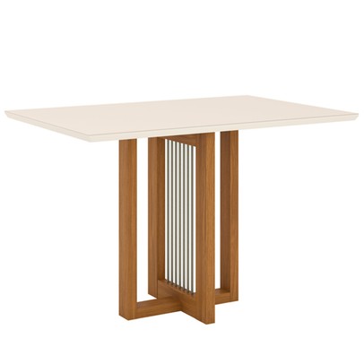 Mesa de Madeira Natalí com Vidro Nature/Off White Sc74 - Henn
