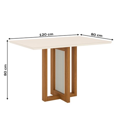 Mesa de Madeira Natalí com Vidro Nature/Off White Sc74 - Henn