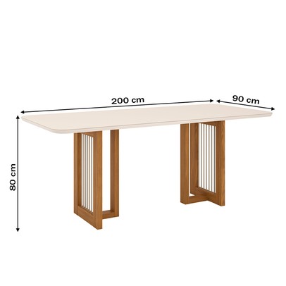 Mesa de Madeira Yara com Vidro Nature/Off White Sc77 - Henn