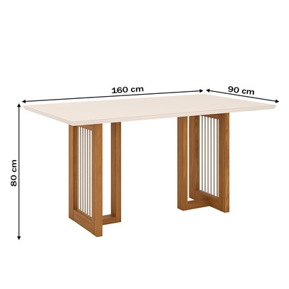 Mesa de Madeira Yara com Vidro Nature/Off White Sc78 - Henn