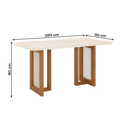 Mesa de Madeira Yara com Vidro Nature/Off White Sc79 - Henn