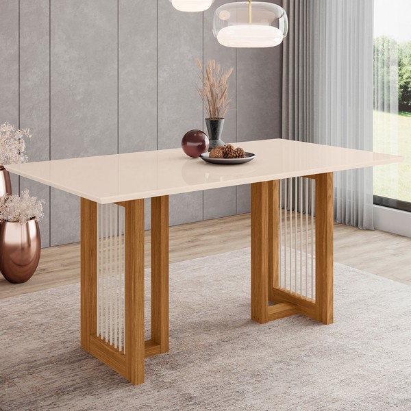 Mesa de Madeira Yara Nature/Off White Sc80 - Henn