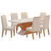 Mesa de Jantar 6 Lugares Porto Seguro com Vidro Mel/Nude/Off White - Panorama Móveis